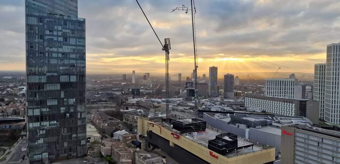 Tower crane on construction site during LOLER inspection